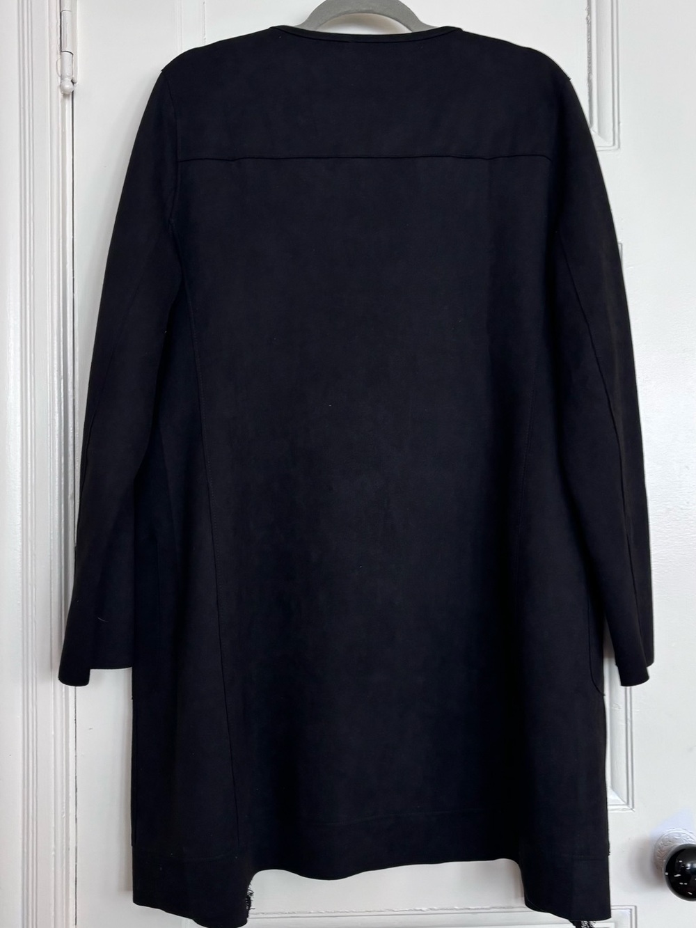 Joan Vass Black Open-Front Blazer with Fringe Trim - Size L - Picture 9 of 11